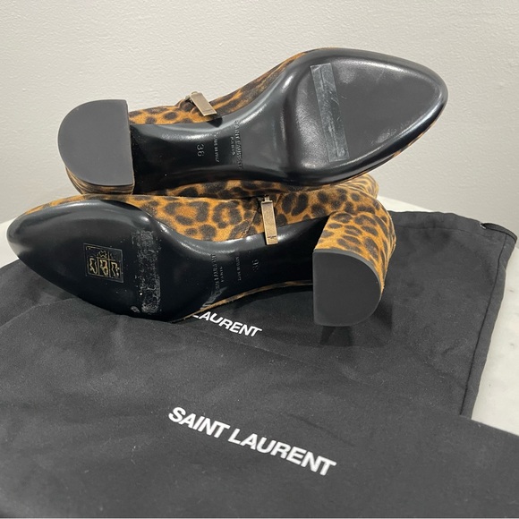 Saint Laurent YSL Leopard Print Suede Lou 75 Zip Bootie Sz 36 EU (5.5-6 US) - Picture 5 of 12